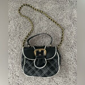 Black Quilted Handbag with Gold Chain